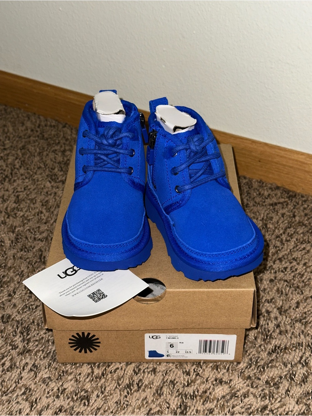 UGG Kids Electric Blue Suede Ankle Boots